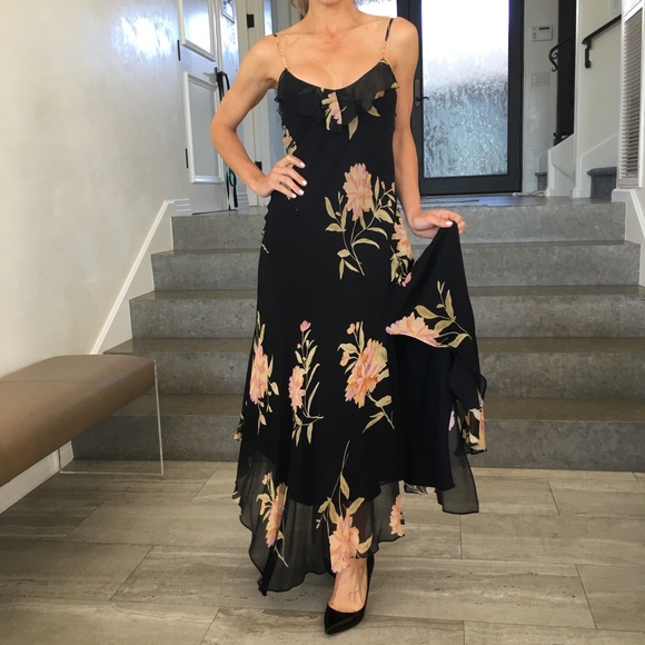 Polo Ralph Lauren Dresses & Skirts - Polo Ralph Lauren black floral silk dress